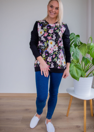 Miela juoda palaidinė "Apple Blossom" - sandėlyje yra 3XL dydis - kiti dydžiai pagal pageidavimą - NAUJIENA - Image 1