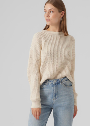 VERO MODA šiltas moteriškas megztinis Hilda dramblio kaulo spalvos baltas -SANDĖLIAVOS KAINOS - Image 3