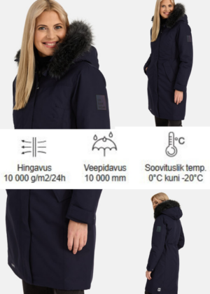 HUPPA Ilgesnė moteriška žieminė striukė Vienna navy blue-NEW STOCK-SUPER HIND - Image 2