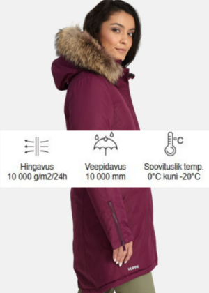 Huppa moteriška žieminė striukė Vivian su bordo natūraliu plauku 200 gr - sandėlyje - SUPER KAINA - Image 2