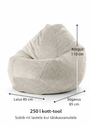 Krepšys-kėdė "Chill Vogue" kreminės baltos spalvos 250 litrų talpos, nuimamas ir skalbiamas užvalkalas - NAUDOJAMAS - Image 2
