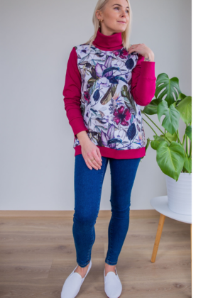 Stilinga bordo spalvos palaidinė aukštu kaklu Maia - beveik sandėlyje naujausias M(38-40) dydis - Image 5