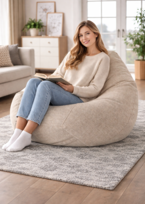 Krepšys-kėdė "Chill Vogue" kreminės baltos spalvos 250 litrų talpos, nuimamas ir skalbiamas užvalkalas - NAUDOJAMAS - Image 3