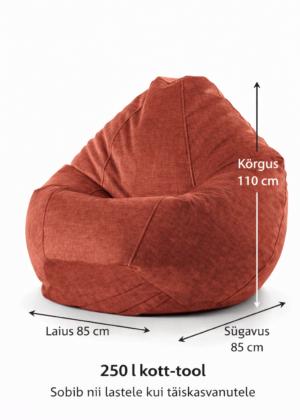 Krepšys-kėdė "Chill Vogue coral red" 250 litrų talpos, nuimamas ir skalbiamas užvalkalas - IŠPIRKTAS - Image 2