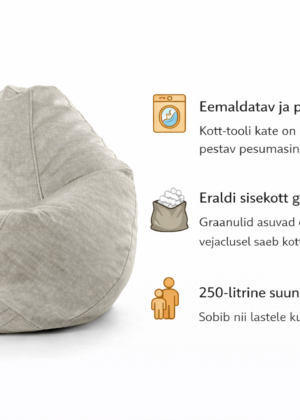 Krepšys-kėdė "Chill Vogue" kreminės baltos spalvos 250 litrų talpos, nuimamas ir skalbiamas užvalkalas - NAUDOJAMAS - Image 5