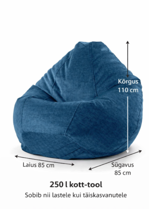 Krepšys-kėdė "Chill Vogue" mėlynas 250 litrų talpos, nuimamas ir skalbiamas užvalkalas - NAUDOJAMA - Image 3