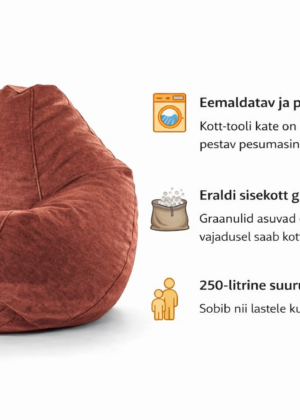 Krepšys-kėdė "Chill Vogue coral red" 250 litrų talpos, nuimamas ir skalbiamas užvalkalas - IŠPIRKTAS - Image 3