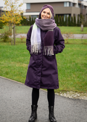 LENNE Ilgesnė moteriška pavasario-rudens pereinamojo laikotarpio striukė "Melissa" tamsiai violetinės spalvos (80 gr apšiltinta)-Mada-SANDĖLIAVOS sandėlyje SEVEN - Image 4