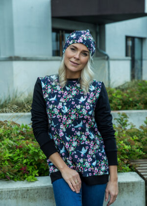 Stilinga gėlėta minkšta palaidinė su tamsiai mėlyna apatine dalimi Celine- sandėlyje paskutinis dydis M(38-40) - Image 3