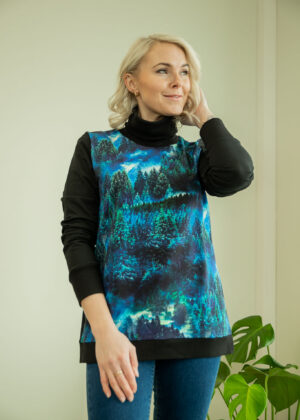 Stilinga juoda palaidinė su didele iškirpte Winter Forest - beveik sandėlyje M(38-40)-madingi likučiai - Image 4