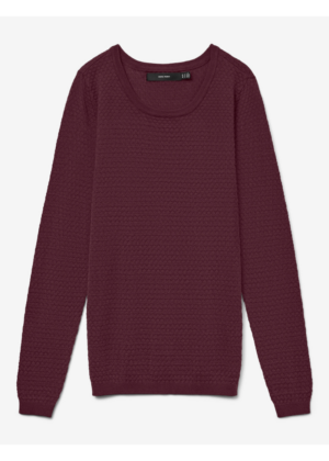 VERO MODA moteriški tamsiai raudonos spalvos 100 % vilnos vilnos tekstilės drabužiai - balti sandėlyje Nauji - Image 2
