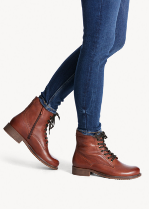 TAMARIS NATURAL LEATHER moteriški rudos spalvos batai su šoniniu užtrauktuku - NAUDOJAME SEVEN 37 dydžio - SUPER KAINA