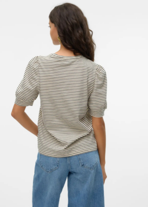 VERO MODA orgaanilisest puuvillast särk Kerry beezi musta triibuline-KOHE LAOS - Image 3