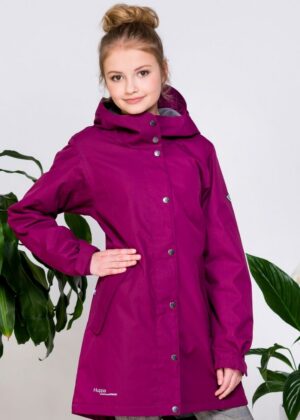 HUPPA Plum floral mergaičių lietaus ir vėjo nepraleidžianti pavasario-rudens striukė 40 gr su apšiltinimu - NAUJIENOS!
