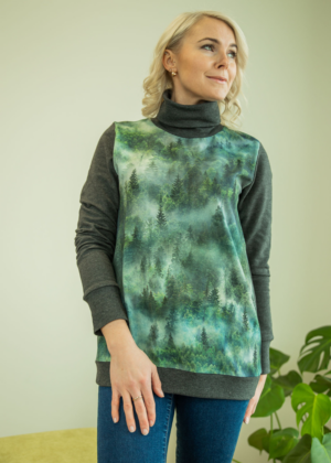 Stilinga tamsiai pilka palaidinė su dideliu kaklu sandėlyje M ir XL dydžiai - kitus dydžius galima užsakyti