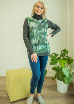 Stilinga tamsiai pilka palaidinė su dideliu kaklu sandėlyje M ir XL dydžiai - kitus dydžius galima užsakyti - Image 3