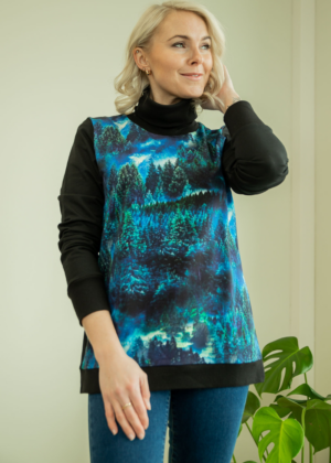 Stilinga juoda palaidinė su didele iškirpte Winter Forest - beveik sandėlyje M(38-40)-madingi likučiai