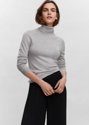 VERO MODA moteriškas megztinis aukštu kaklu Glory šviesiai pilka - NAUDOJAMA