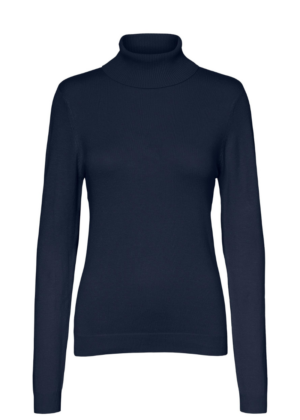 VERO MODA moteriškas megztinis aukštu kaklu Glory navy-blue-BOOK IN STOCK