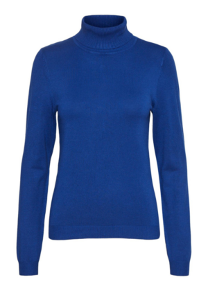 VERO MODA moteriškas megztinis aukštu kaklu Glory blue-WHOLDER