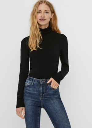 VERO MODA women's Glory highneck sweater black - NAUJAI KAINUOJAMAS KAINAS - TAIP PAT SKAITYKITE ČIA!