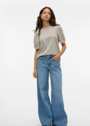 VERO MODA orgaanilisest puuvillast särk Kerry beezi musta triibuline-KOHE LAOS - Image 2