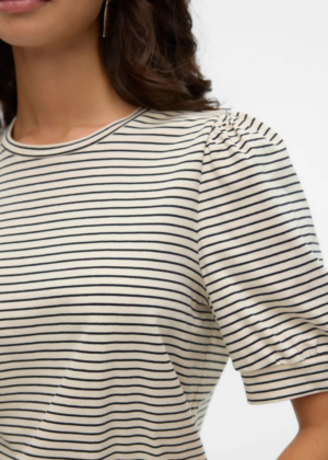 VERO MODA orgaanilisest puuvillast särk Kerry beezi musta triibuline-KOHE LAOS - Image 4