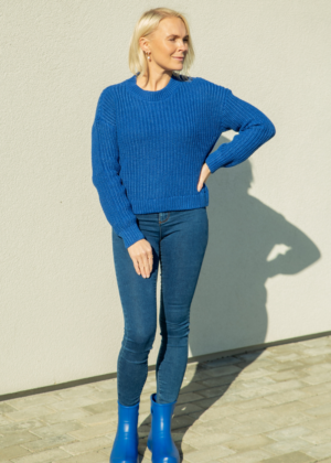 VERO MODA šiltas moteriškas megztinis "Hilda", mėlynos spalvos-WHOLESALE-SUPER KAINA