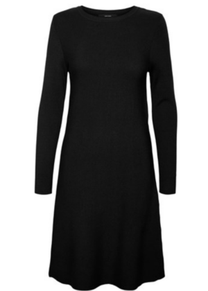 VERO MODA moteriškas megztinis-suknelė ilgomis rankovėmis Nancy black-WHOLDER STOCK-SUPER KAINA