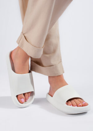 Sesame MILL patogios minkštos baltos guminės vasarinės šlepetės-WHITE IN STOCK SIZE 41-SIZE 41-GREITAS PRISTATYMAS