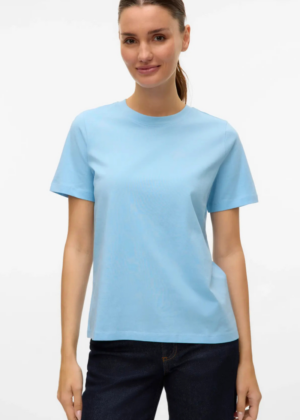 VERO MODA moteriški medvilniniai marškinėliai Paulina blue-UDIS-BOOK NAUDOJAME - Image 1