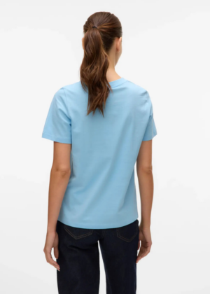 VERO MODA moteriški medvilniniai marškinėliai Paulina blue-UDIS-BOOK NAUDOJAME - Image 4