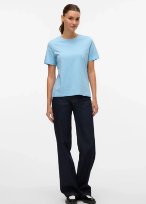 VERO MODA moteriški medvilniniai marškinėliai Paulina blue-UDIS-BOOK NAUDOJAME - Image 3