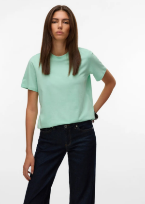 VERO MODA moteriški medvilniniai marškinėliai Paulina šviesiai žali - NAUJIENA PASIRINKIME - Image 1