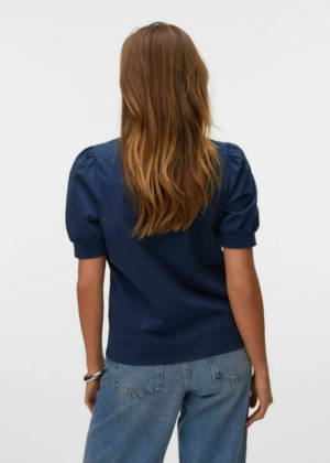 VERO MODA moteriški medvilniniai marškiniai Kerry navy-blue - NAUJIENA NAUJAI - Image 3
