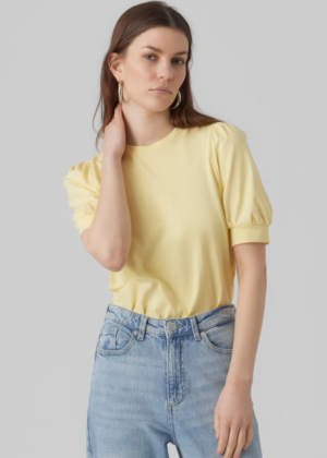 VERO MODA moteriški medvilniniai marškiniai Kerry mild yellow-UDIS-KOHE LAOS - Image 1