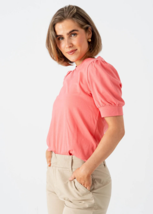VERO MODA moteriški medvilniniai marškiniai Kerry peach - NAUJIENA NAUJAI - Image 2