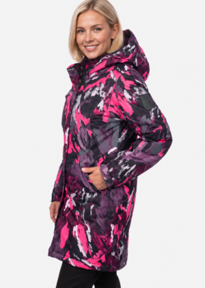 Huppa naiste sügis-talvine parka Janelle 160gr soojustusega fuksia musta kirju-UUDIS - Image 2